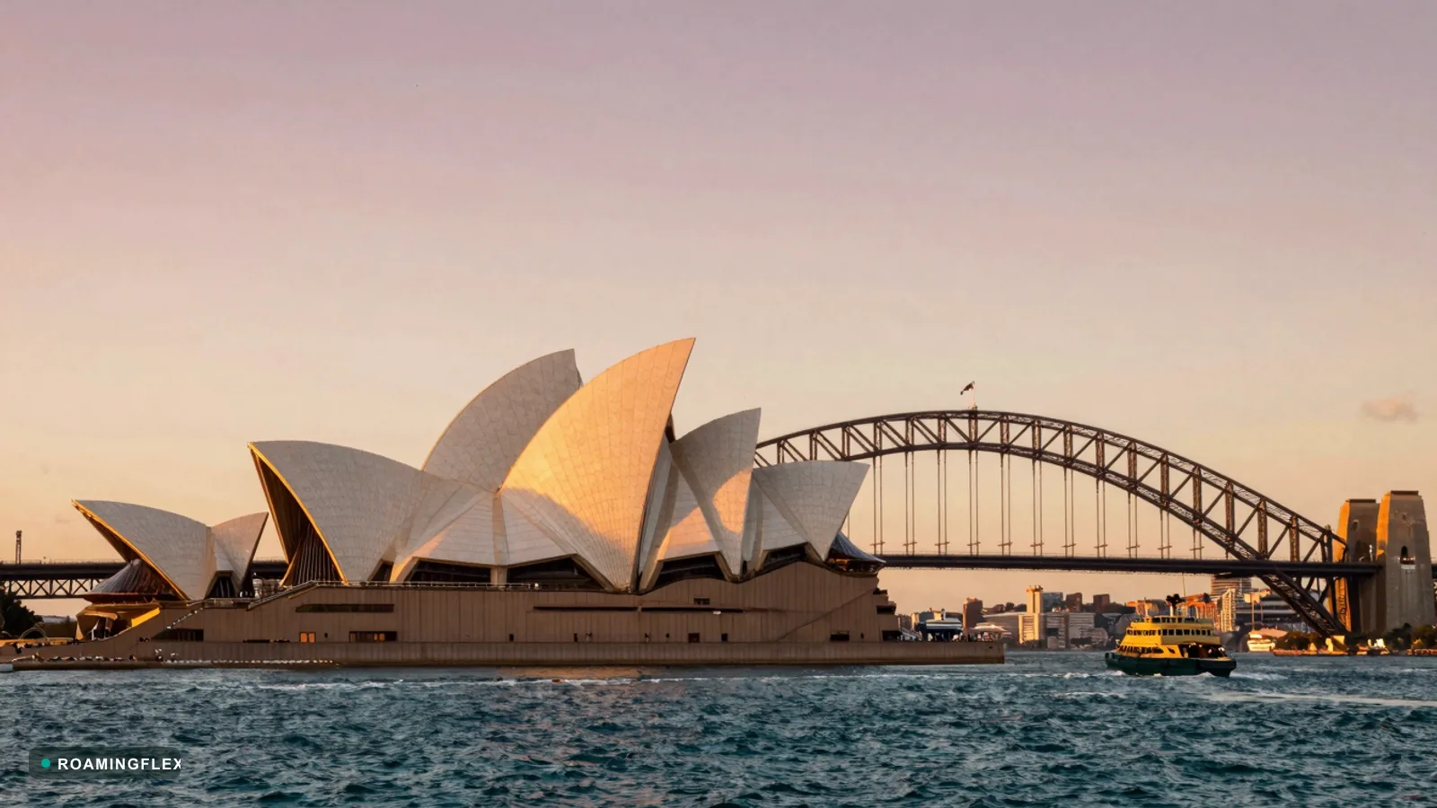 Sydney Opera House and Harbour Bridge at sunset, Australia